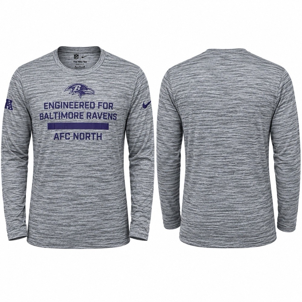NEW Nike Baltimore Ravens Dri-FIT Long Sleeve Shirt Men’s M Gray NFL AFC North
